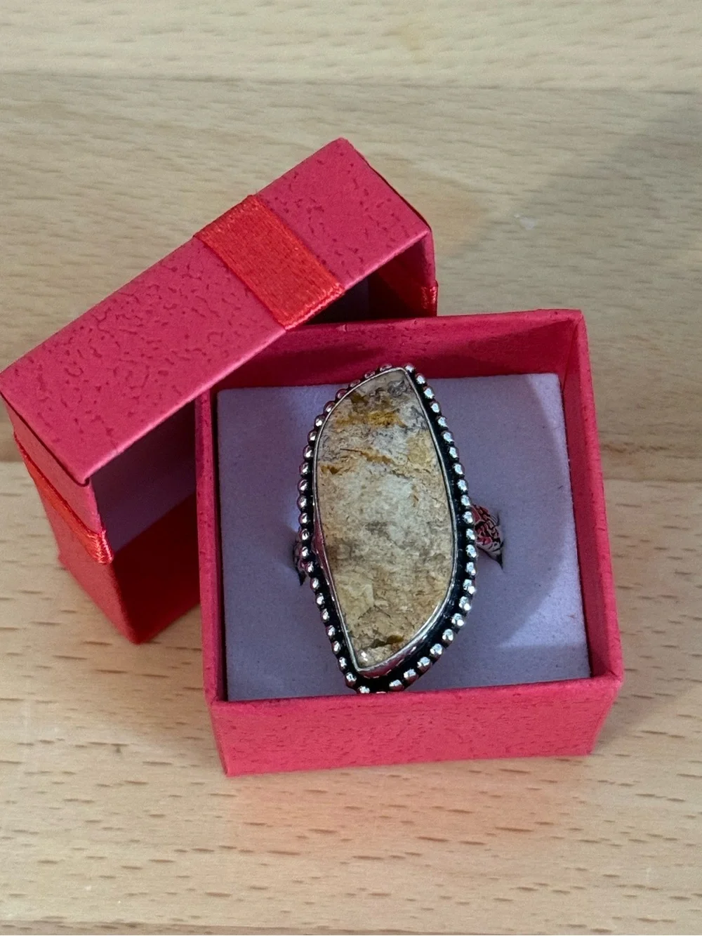 Silver plated Jasper ring sz 8.5